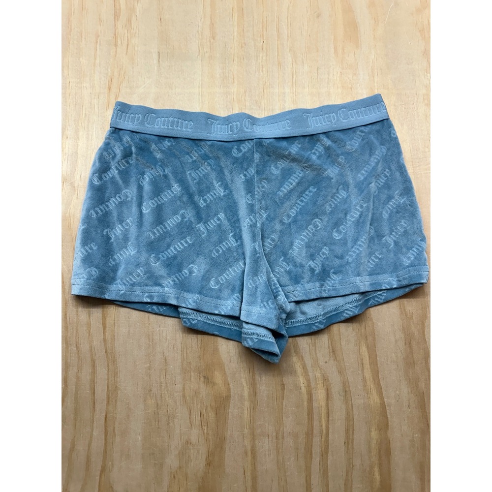 Juicy Couture Womens Blue Velour Logo Embossed Sleepwear Lounge Shorts Size M